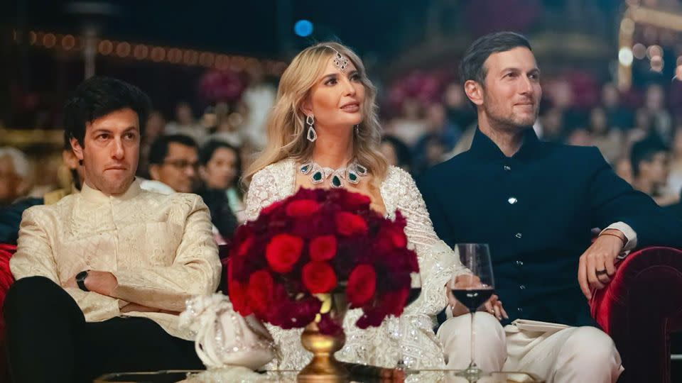 Ivanka Trump and her husband Jared Kushner (right) were seen attending the pre-wedding bash in Jamnagar, India this weekend. - Reliance/AP