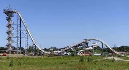 A general view of the Verruckt waterslide at the Schlitterbahn Waterpark in Kansas City, Kansas July 8, 2014 before its scheduled opening on July 10. REUTERS/Dave Kaup