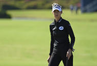 Nelly Korda walks to the first green during the final round of the LPGA Pelican Women's Championship golf tournament at Pelican Golf Club, Sunday, Nov. 14, 2021, in Belleair, Fla. (AP Photo/Steve Nesius)