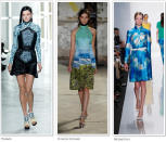 NEW DIGITAL PRINT Printmania is here to stay, but a handful of designers spun it in a particularly timely way, with imagery seemingly sourced from the visual vortex that is the internet. Proenza Schouler's screens were soft-focus panoramas of dense crowds and pool-bound vacationers. At Michael Kors, hyper-real prints with a were drawn from nature, with scattered cloud and rippling pool prints, reminding of screen saver art.