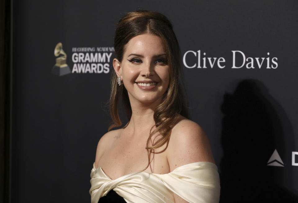 Lana Del Rey arrives at the Pre-Grammy Gala And Salute To Industry Icons at the Beverly Hilton Hotel on Saturday, Jan. 25, 2020, in Beverly Hills, Calif. (Photo by Mark Von Holden/Invision/AP)