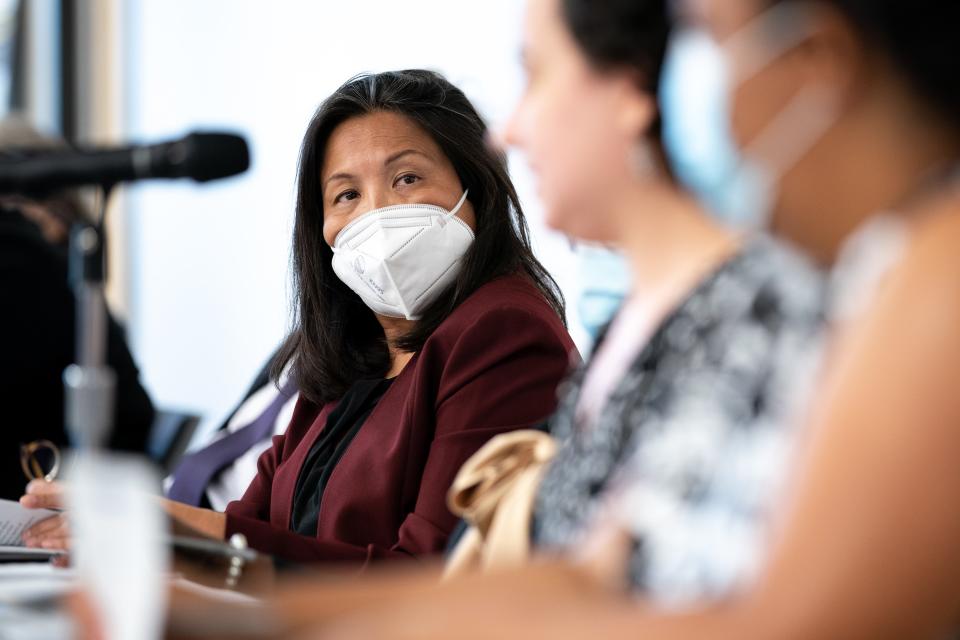 U.S. Deputy Secretary of Labor Julie Su listens to speakers during a forum focused on equity in workforce development at Project Return in Nashville, Tenn., Tuesday, Sept. 6, 2022.