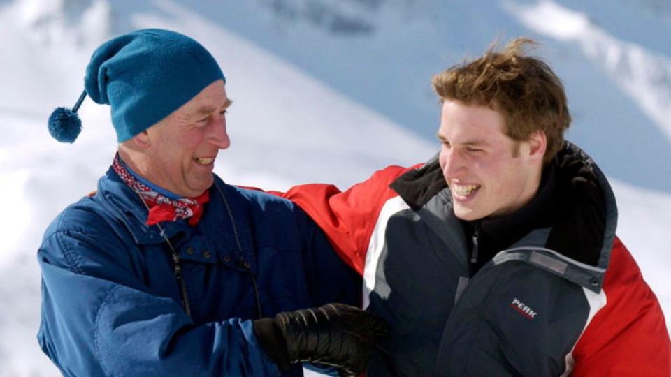 Playing in the snow with his dad