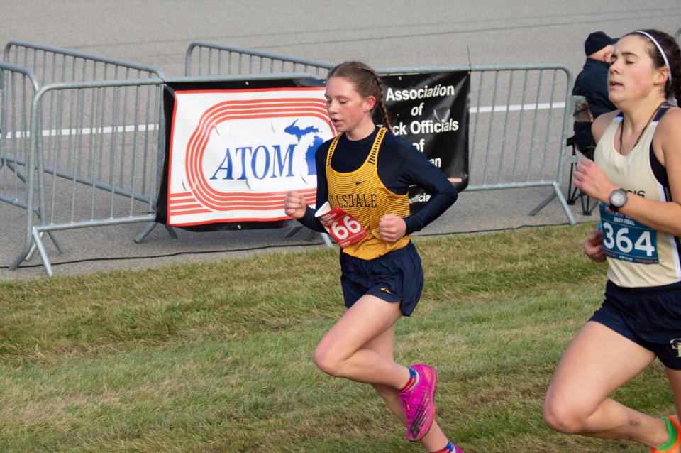 Chloe Stalhood ran her personal best at the 2021 LP D3 State Finals. (Pictured here at the the final leg of the 2021 State Final Race)