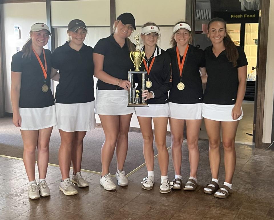The Cheboygan girls golf team took first place at its home invitational on Monday. From left, members of the team include Ella Kosanke, Elise Markham, Lilly Wright, Katie Maybank, Emily Clark and Emerson Eustice.