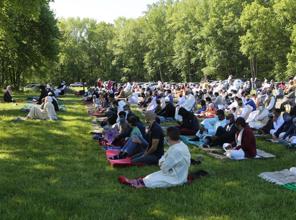 Members of Delaware's Muslim community mark the last day of Ramadan with prayer in 2021.