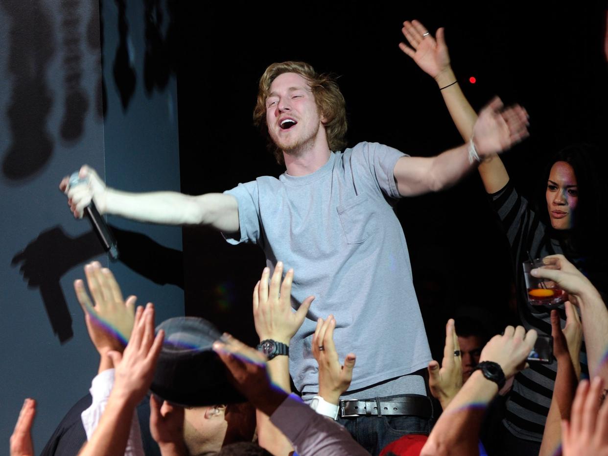 Asher Roth performs at the Chateau Nightclub & Gardens at Paris Las Vegas on March 26, 2011 in Las Vegas, Nevada. `