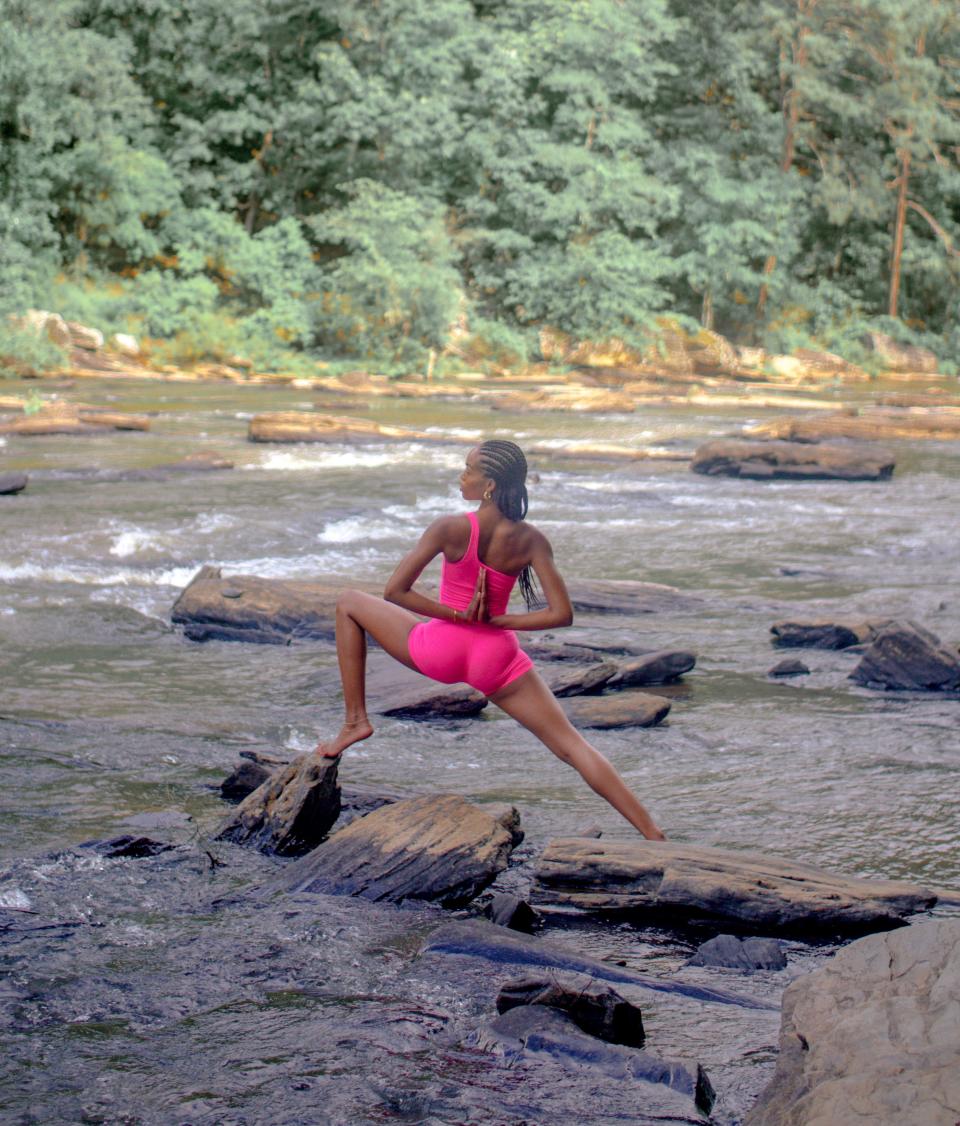 “Yoga in nature is an almost daily thing for me, so braids are out of the way and neat for a lot of sweat.”