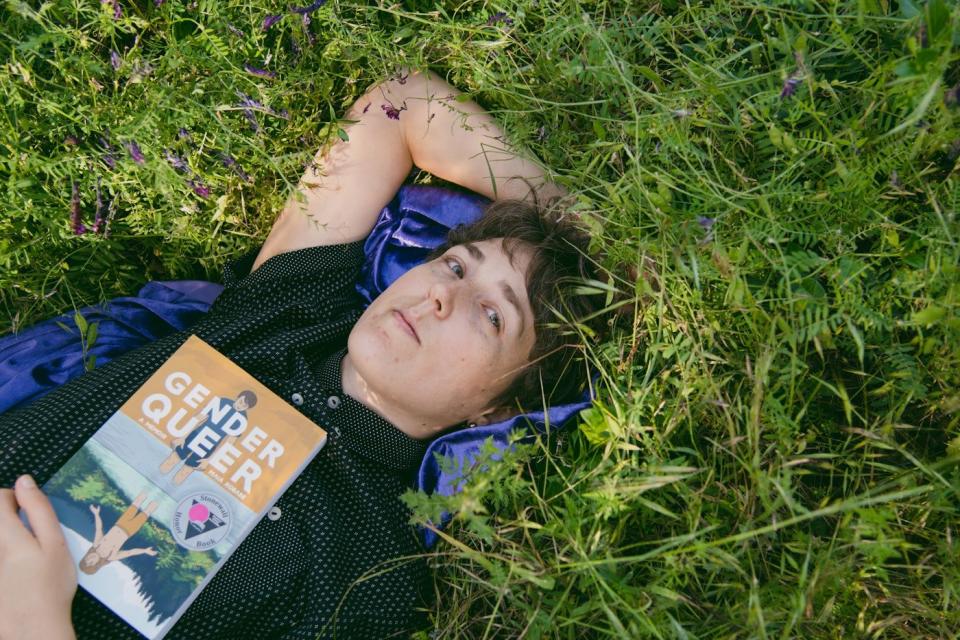 <span class="caption-text">Maia Kobabe, the author of the graphic novel and memoir “Gender Queer,” in Santa Rosa, California, on April 25, 2022</span><span class="credit">Marissa Leshnov/The New York Times/Redux</span>
