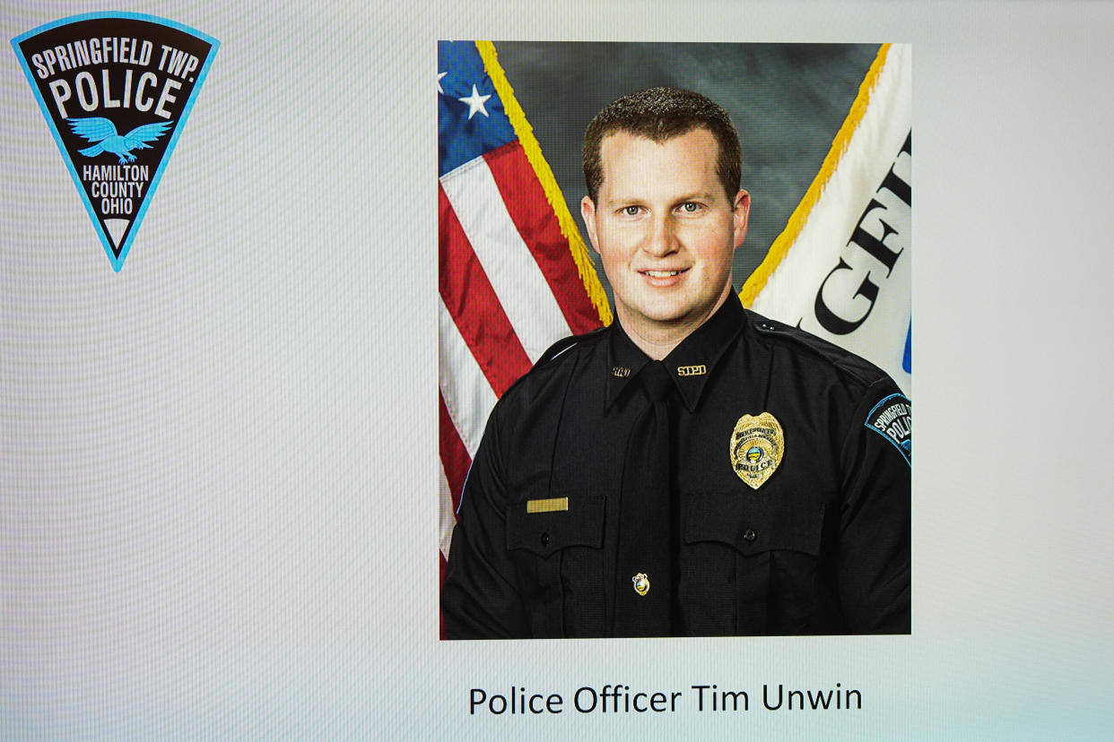 Springfield Township Police Officer Tim Unwin was killed in a crash in North College Hill on Friday.