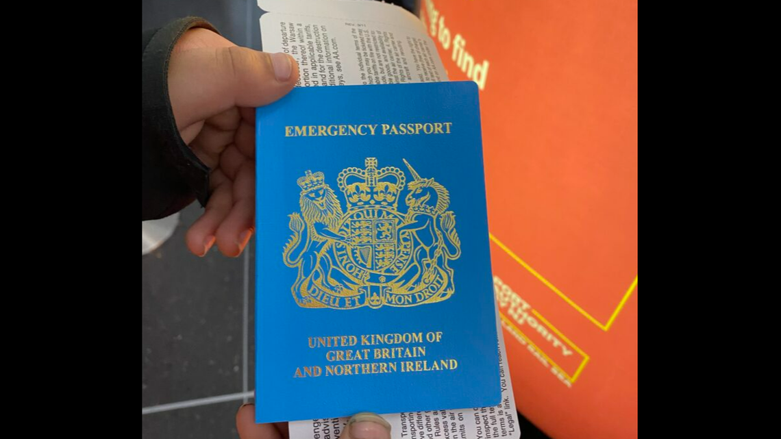 An emergency U.K. passport.