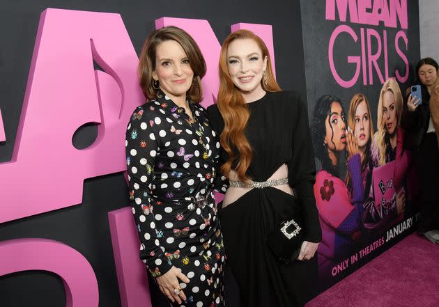 Tina Fey, left, and Lindsay Lohan at the New York premiere of 2024's 