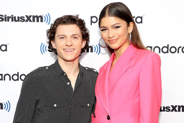<p>Cindy Ord/Getty</p> Tom Holland and Zendaya at a SiriusXM Town Hall in New York City on Dec. 10, 2021