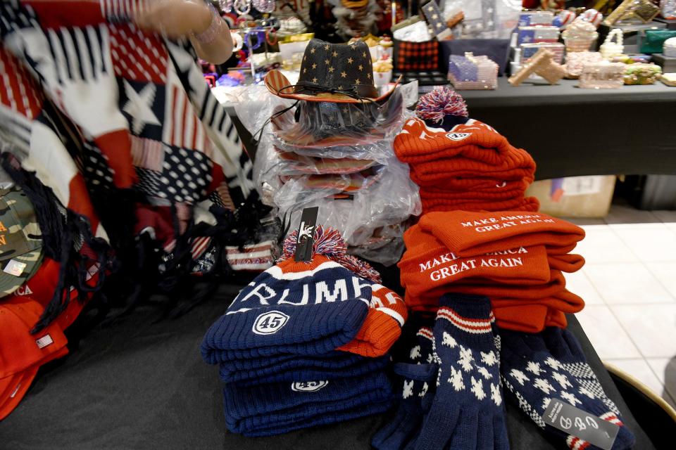 Some of the merchandise available to the ReAwaken America Tour stop in Canton.