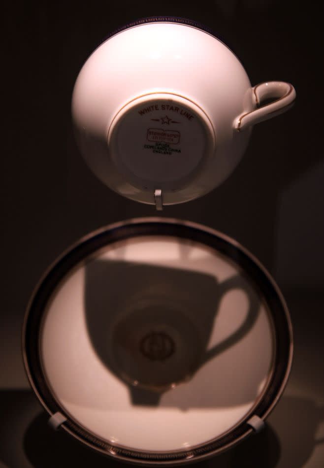 A White Star Line tea cup is exhibited at the SeaCity Museum's Titanic exhibition on April 3, 2012 in Southampton, England. (Photo by Matt Cardy/Getty Images)