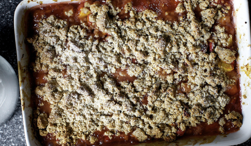 The crumble topping here is essentially Pecan Sandies cookies that never quite made it to cookie-hood, which, yum. Recipe: Peach and Pecan Sandy Crumble