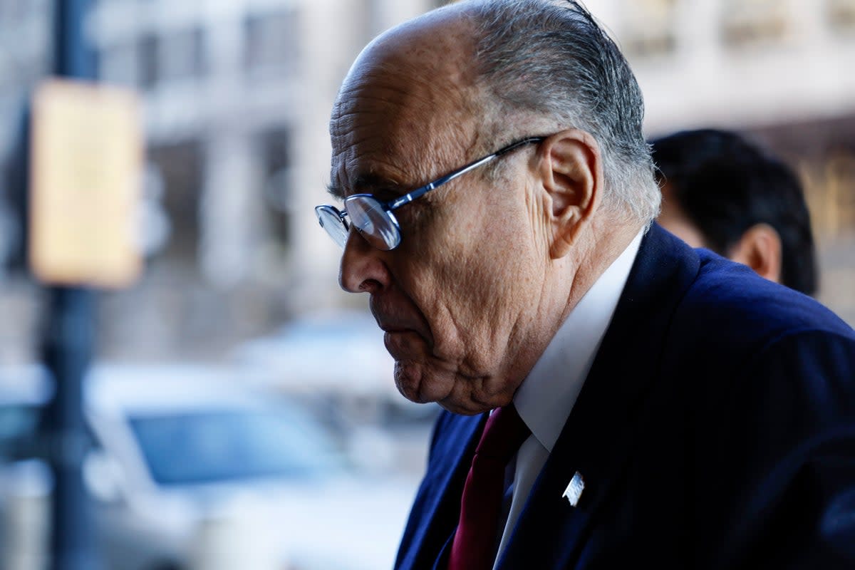 Rudy Giuliani arrives at the E Barrett Prettyman US District Courthouse ahead of the verdict in his defamation case (Getty Images)