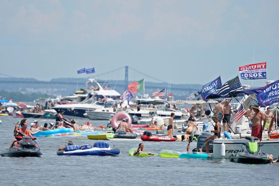 Hundreds of boats arrive at Potter Cover off Prudence Island each year for Aquapalooza.