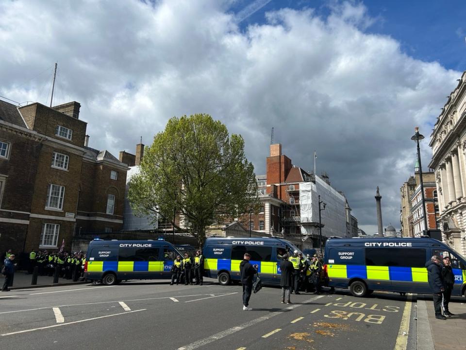 Police gather ahead of St George’s Day event in London (Rachael Burford)