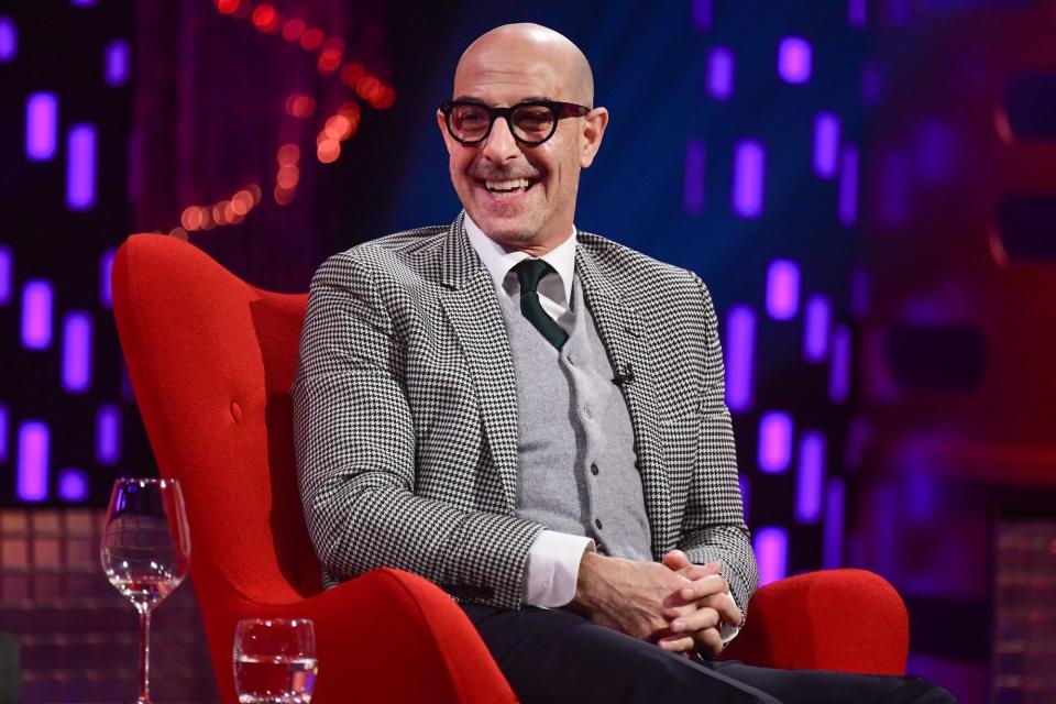 <p>Stanley Tucci looks dapper as he films The Graham Norton Show in London on Thursday. </p>