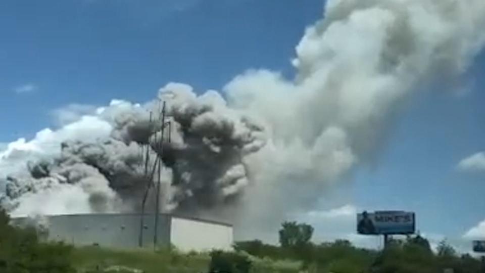 The Spirit of '76 Fireworks warehouse in Boonville, Missouri caught on fire on Monday, May 27, 2024.