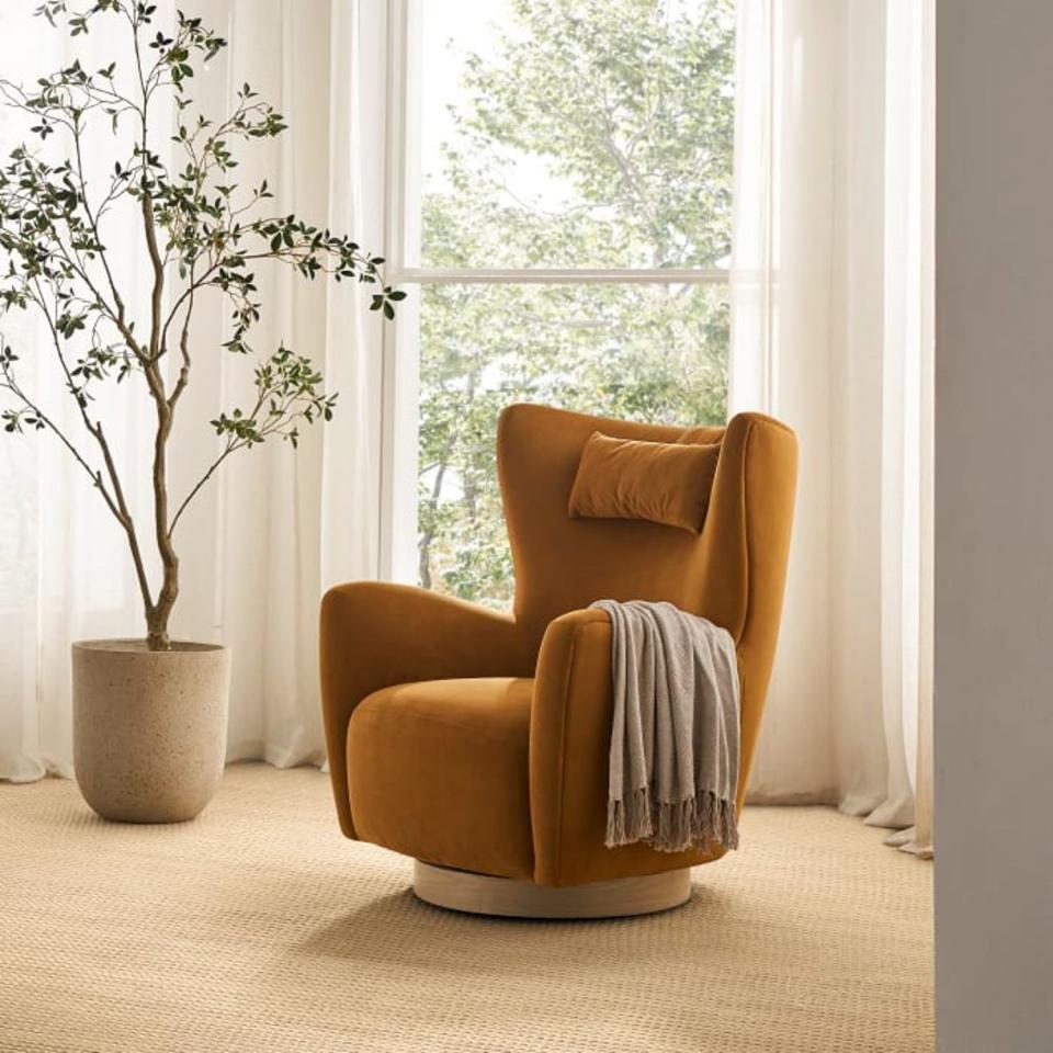 <p><a href="https://go.redirectingat.com?id=74968X1596630&url=https%3A%2F%2Fwww.castlery.com%2Fus%2Fpla%2Fcolette-swivel-armchair%3Fmaterial%3Dcumin_velvet%26quantity%3Dsingle%26region_id%3D901234%26ccid%3D19982371597%26gad_source%3D1%26gclid%3DCjwKCAiA_tuuBhAUEiwAvxkgTpFbCX3tuNws8lMUei-7mr7N2lv4M-Q1vV5zl_uwTFRQ-btCZJjJRhoC9yYQAvD_BwE&sref=https%3A%2F%2Fwww.cosmopolitan.com%2Flifestyle%2Fg46903076%2Fbest-swivel-chairs%2F" rel="nofollow noopener" target="_blank" data-ylk="slk:Shop Now;elm:context_link;itc:0;sec:content-canvas" class="link ">Shop Now</a></p><p>Colette Swivel Armchair</p><p>castlery.com</p><p>$899.00</p>