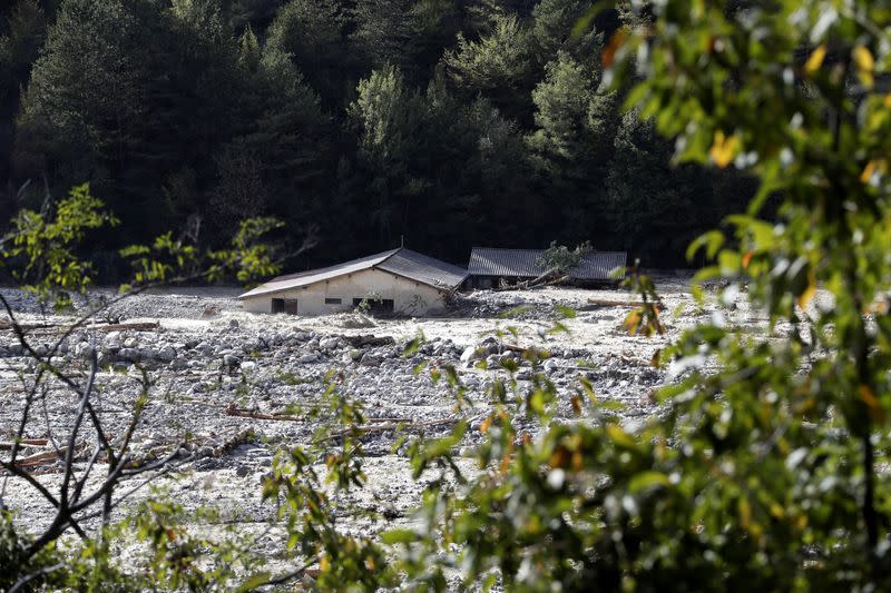 A view shows a house flooded by Vesubie river, after heavy rainfall hit southern France