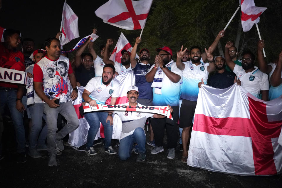 Fans outside the England team hotel ahead of the FIFA World Cup in Qatar yesterday (Tuesday November 15)