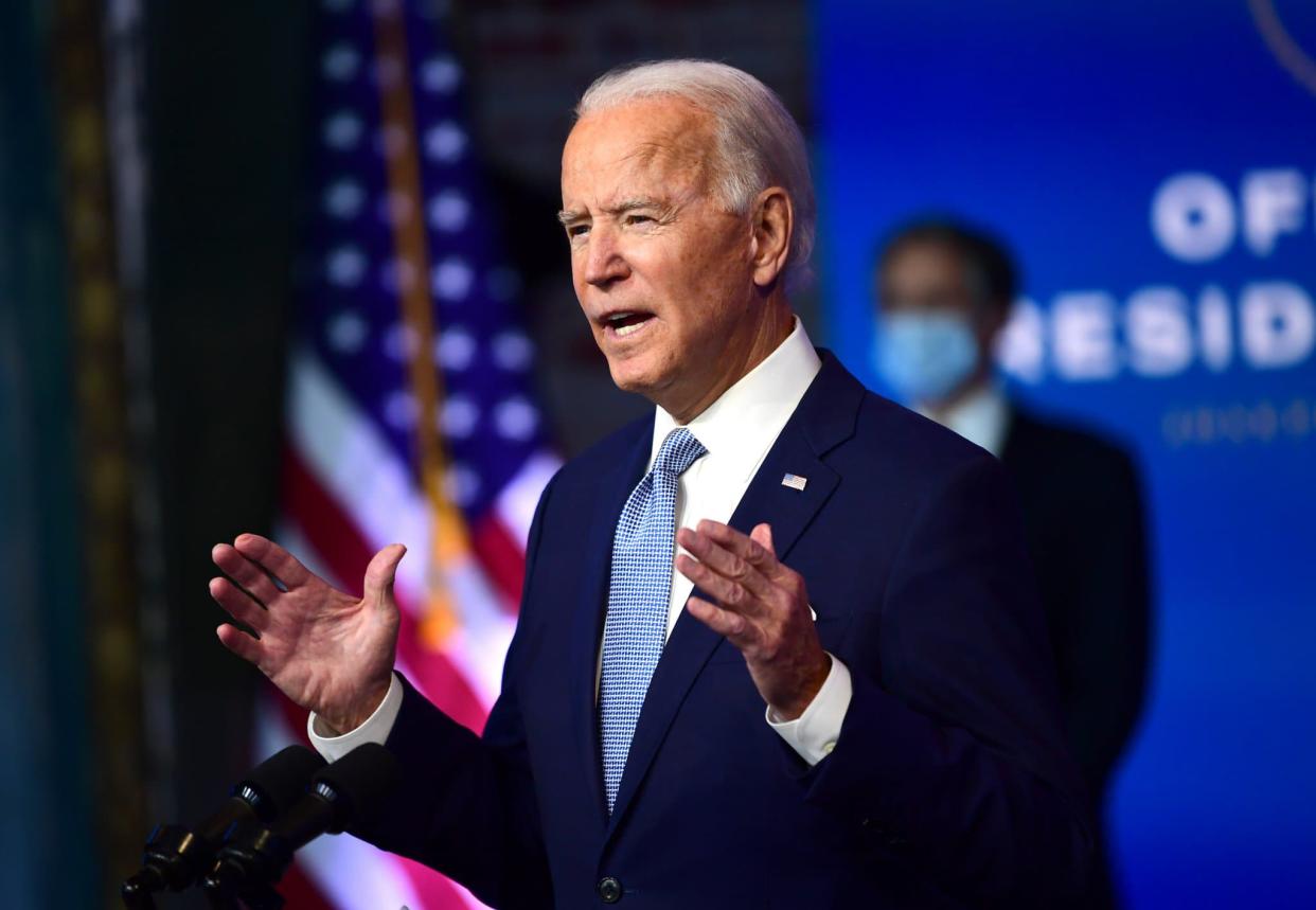 Joe Biden lors de la présentation de l'équipe diplomatique et de sécurité nationale de son futur gouvernement. 
 - Mark Makela / GETTY IMAGES NORTH AMERICA / Getty Images via AFP