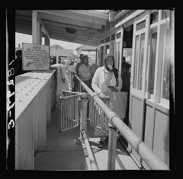 Mexicans entering the United States via the United States immigration station at El Paso, Texas.