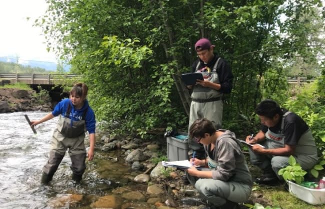 Photo: Community members sample the Skeena sub-watershed in Smithers, British Columbia.