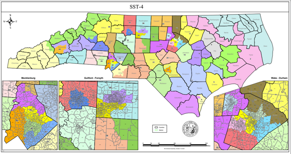A potential N.C. Senate map from the 2021 redistricting process, drawn by a Republican state senator.