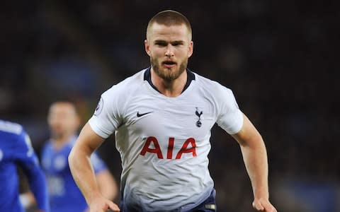 Tottenham's Eric Dier during the English Premier League soccer match against Leicester City, in Leicester, England - Credit:  AP