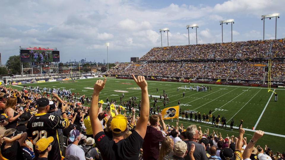 Tim Hortons Field opened Labour Day, but without free water, and there are no plans to install public drinking fountains. (The Canadian Press.)