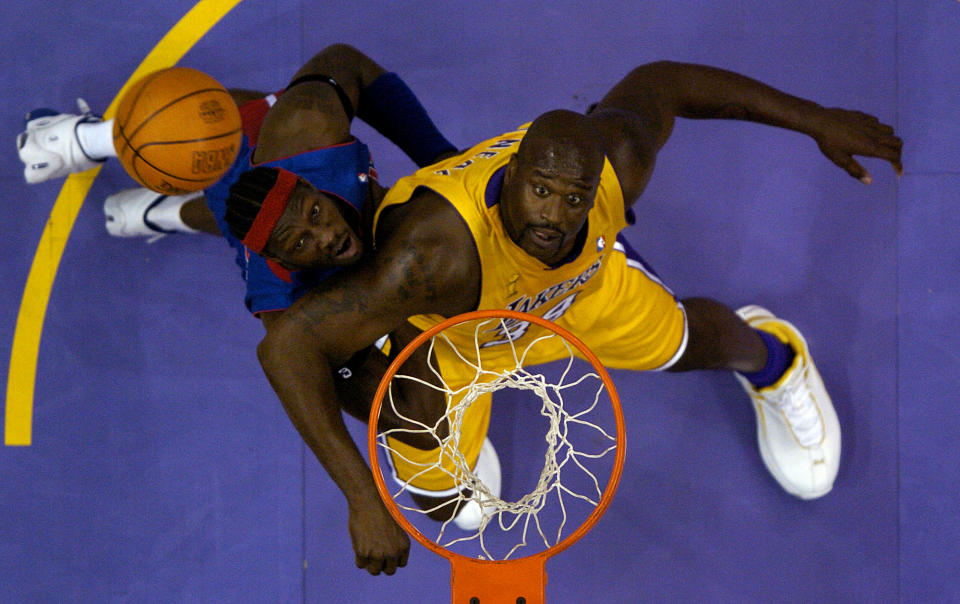 Ben Wallace and Shaquille O'Neal had multiple playoff battles in their careers. (Getty Images)