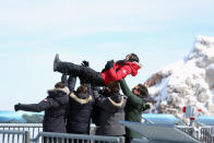 Desiree takes seven men on a group date to the German Alps. They ride in a gondola to the highest peak in all of Germany. They're taught how to yodel, with the Bachelorette enjoying their antics. The group has a blast as they sled down a black diamond ski slope. What awaits them is a spectacular igloo hotel totally carved out of snow and ice. As Zak and Drew profess their love for Desiree, James and Brooks go all out in a ferocious battle, on "The Bachelorette."