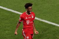 El jugador del Bayern Munich Kingsley Coman celebra el gol de la victoria en la final de la Liga de Campeones ante el Paris St Germain, disputado en el Estadio da Luz de Lisboa, Portugal.