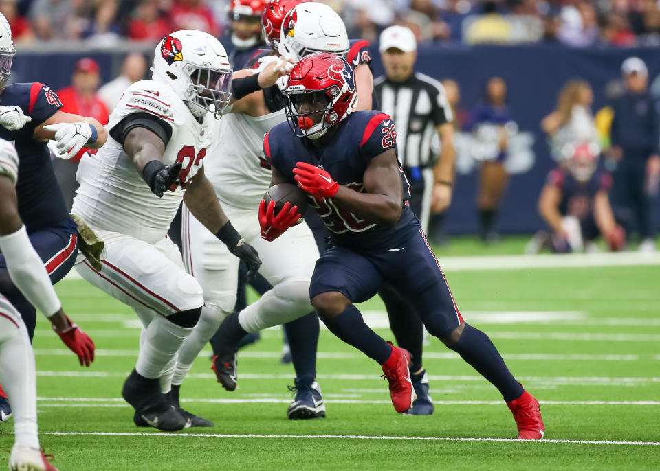 Houston Texans running back Devin Singletary (26).  (Photo by Leslie Plaza Johnson/Icon Sportswire via Getty Images)