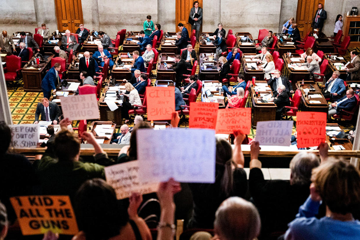 People protest bill allowing armed teachers in Tennessee. (Seth Herald / Reuters)