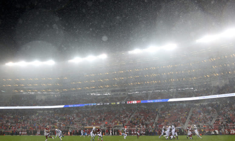 49ers fans are drenched in water tonight.