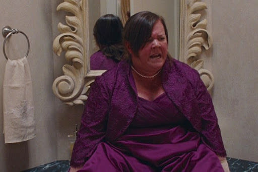 A scene from "Bridesmaids" where Melissa McCarthy poops into a sink