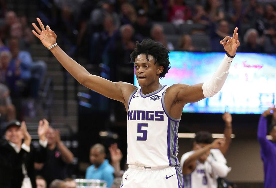 The Sacramento Kings’ De’Aaron Fox has seen his fantasy stock take a big jump (AP Photo).