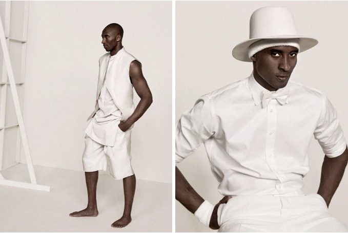 Kobe Bryant is a vision in white. (L.A. Times Magazine)