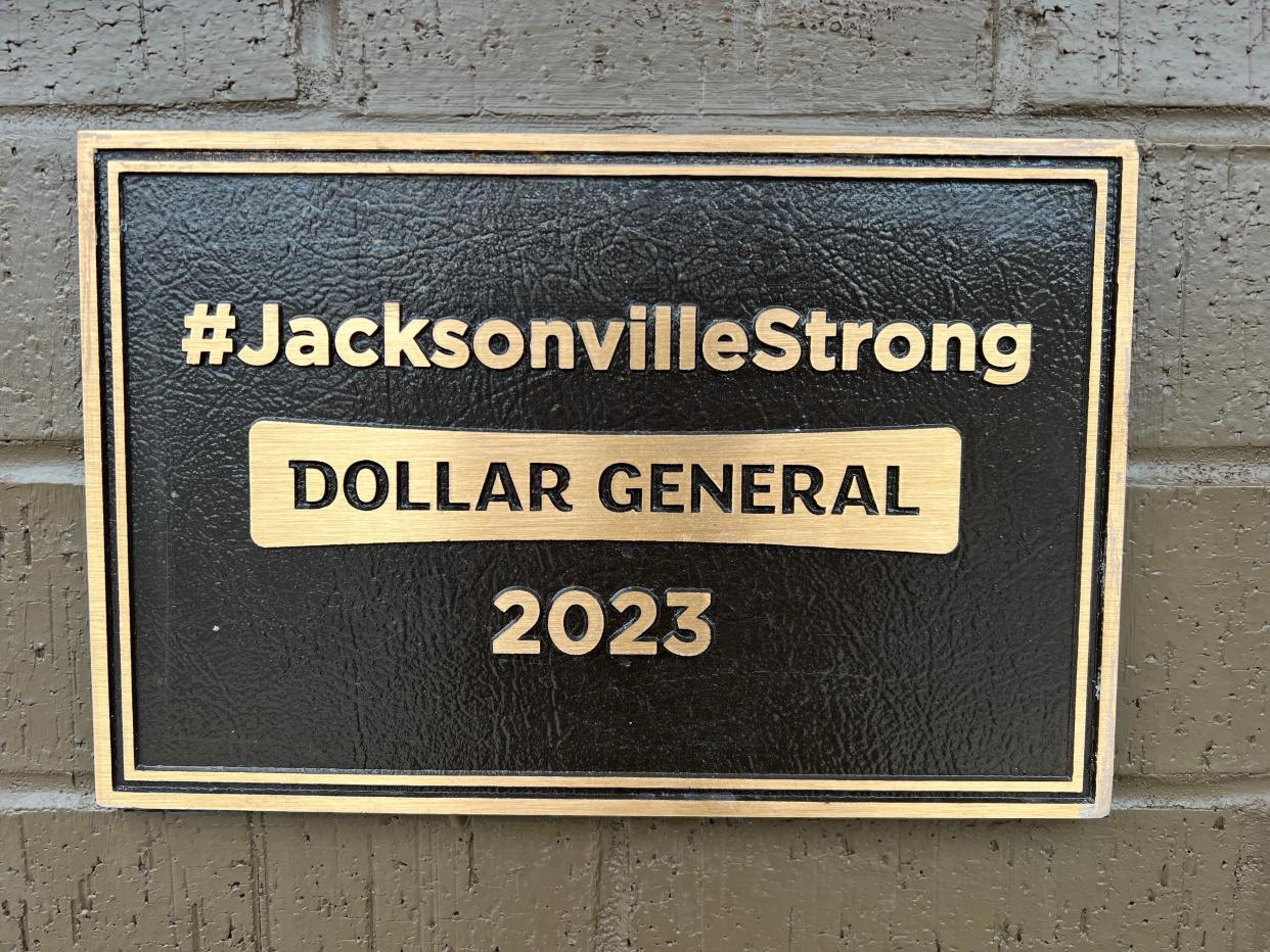 The New Town Dollar General at 2161 Kings Rd. hosted a media walk-through of the renovated store Thursday, Jan. 11, 2024, before it reopened Friday, showing the changes. The store was closed for five months following a racially motivated shooting at the store. The store placed a new plaque at the store's entrance.