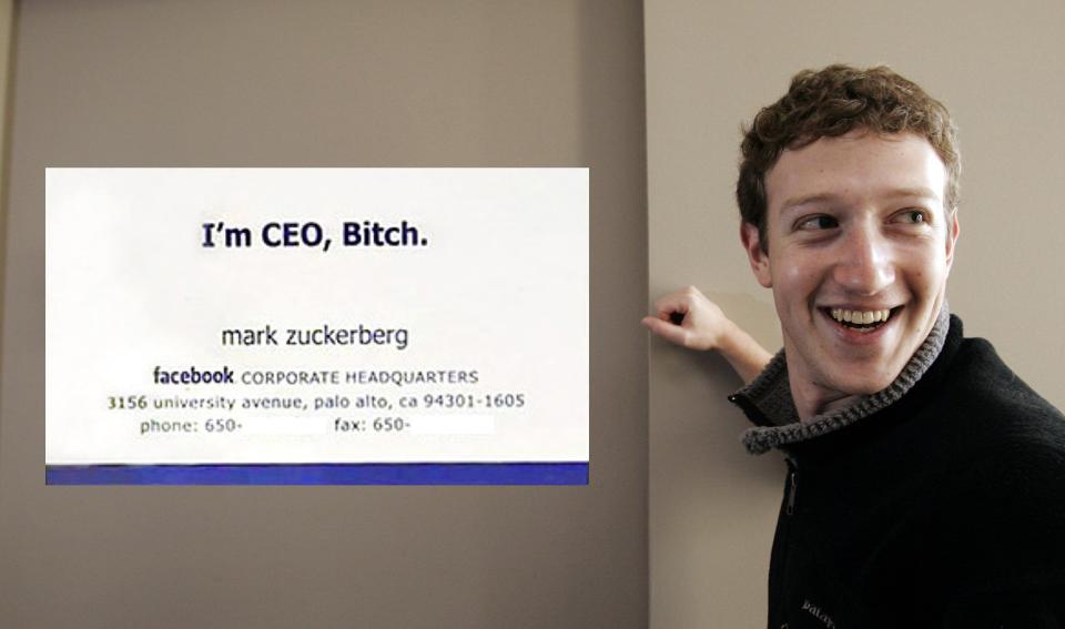 mark zuckerberg business card