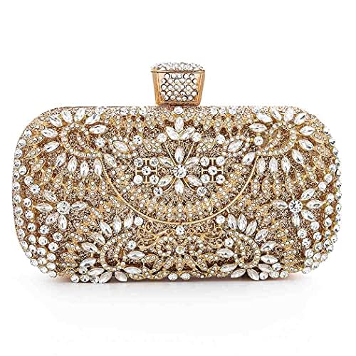 Women's Evening Bag- Full Rhinestones Mini Bucket Bag Shining Crossbody Bag  Shoulder Bag for Party Wedding 