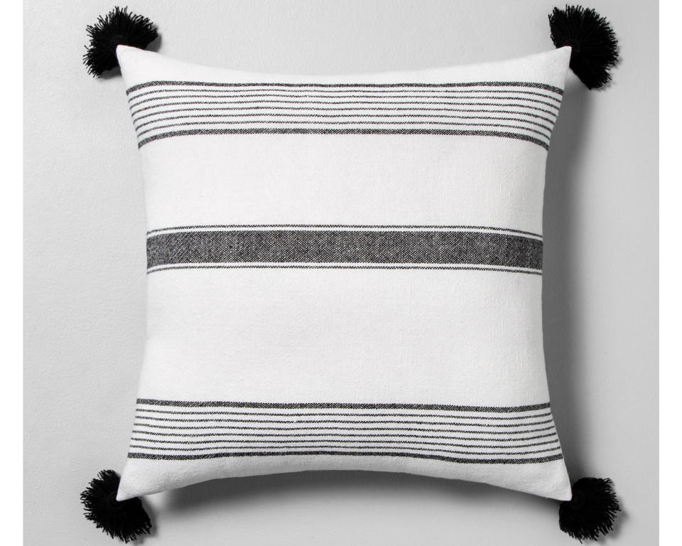 White and gray striped pillow