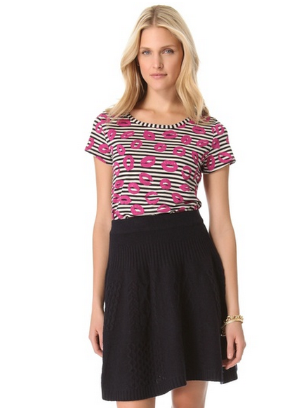 Marc by Marc Jacobs Stripey Lips Printed Tee