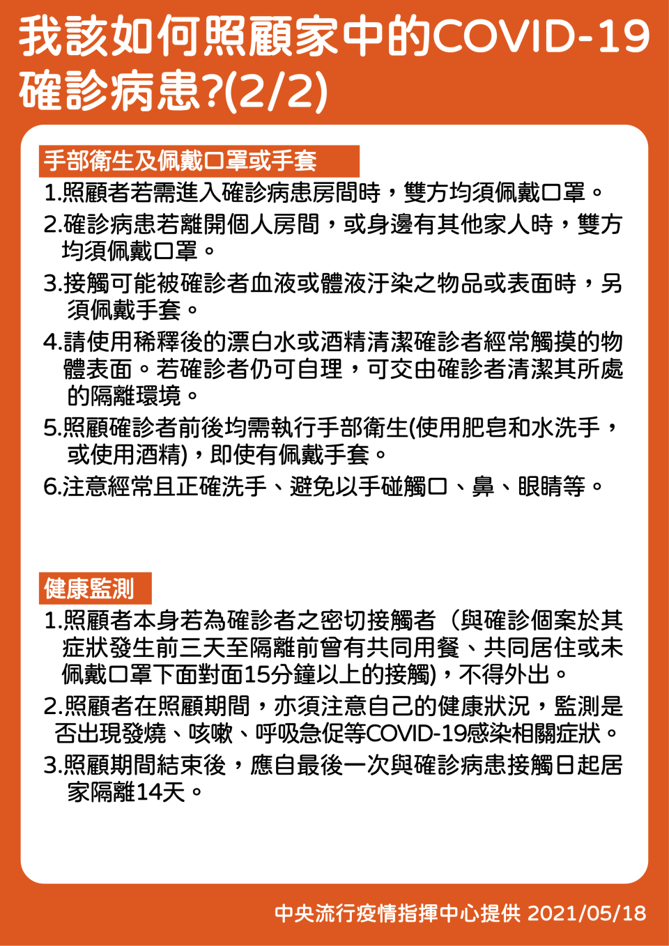 我該如何照顧家中的新冠肺炎確診病患？（2/2）（圖／中央流行疫情指揮中心）