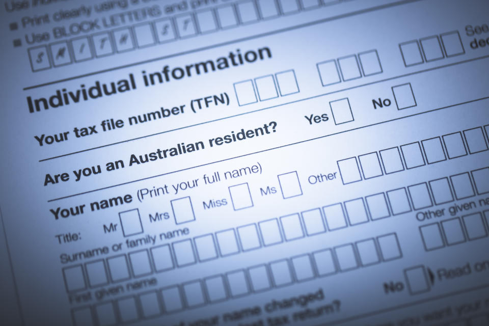 A stock photo of the Australian Tax forms.